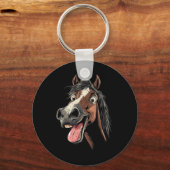 Porte-clés Cheval cool Montrant Langue Chevaux Équitation À C (Recto)