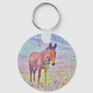Porte-clés Cheval dans un domaine Pastel RAINBOW PURPLE : ajo