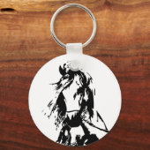 Porte-clés Cheval dans un Porte - clé à boutons d'halte (Recto)