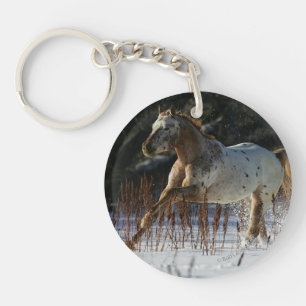 Porte-clés Cheval d'Appaloosa fonctionnant dans la neige