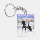 Porte-clés Cheval d'attelage de la bandelette tzigane noire d (Devant gauche)