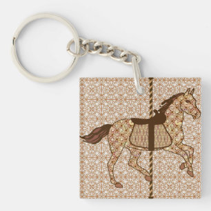 Porte-clés Cheval de carousel - Chocolat Brown et Tan