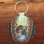 Porte-clés Cheval De Carrousel En Miroir Blanc Noir (Recto)