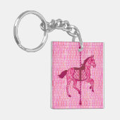 Porte-clés Cheval de carrousel - Fuchsia rose (Devant gauche)