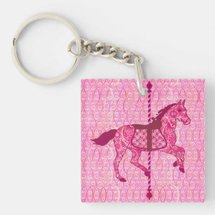 Porte-clés Cheval de carrousel - Fuchsia rose