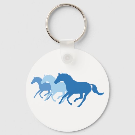 Porte-clés Cheval de course (bleu) (Recto)