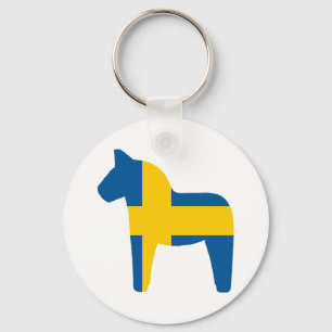 Porte-clés Cheval de Dala de drapeau de la Suède