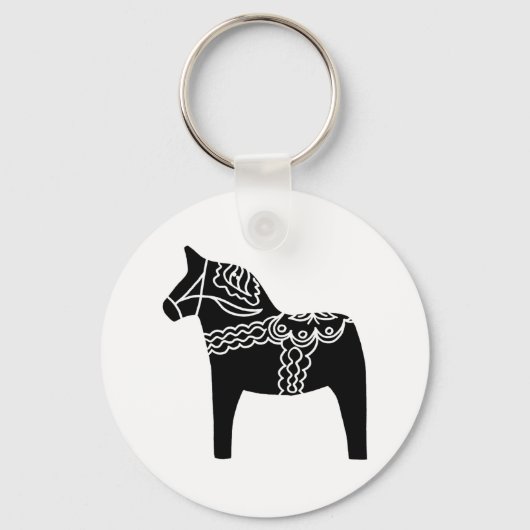 Porte-clés Cheval de Dala noir (Recto)
