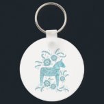 Porte-clés Cheval de Dala suédois Turquoise vert et blanc<br><div class="desc">Illustration traditionnelle suédoise Dala Horse en vert turquoise et blanc. Parfait pour ceux qui aiment les chevaux et tout ce qui est scandinave.</div>