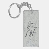 Porte-clés Cheval de dressage et cavalier - demi de passage (Devant gauche)
