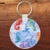 Porte-clés Cheval De Mer Et Épée Avec Corail Motif (Recto)