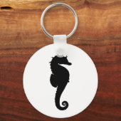 Porte-clés Cheval de mer noir et blanc (Recto)