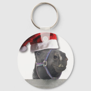Porte-clés Cheval de Noël Santa Hat