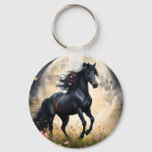 Porte-clés Cheval D'Imaginaire Noir Devant La Lune, (Verso)