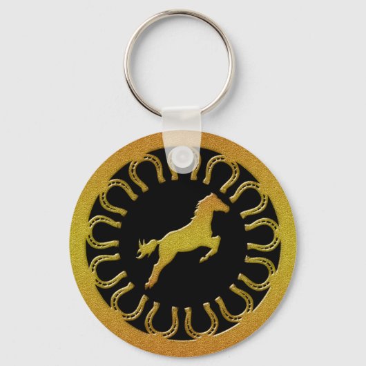 PORTE-CLÉS CHEVAL D'OR ET CHEVAUX (Recto)