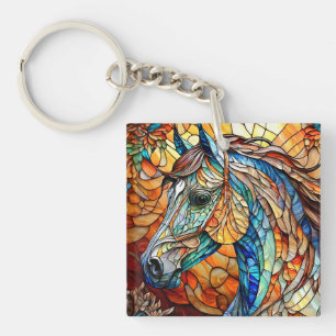 Porte-clés Cheval en Verre Coloré Vibrant 25