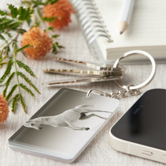 Porte-clés Cheval Equestre Blanc Mare (Devant droit)