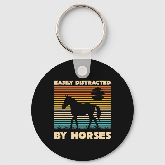 Porte-clés Cheval Équestre Rétro Facilement Distrait Par (Recto)