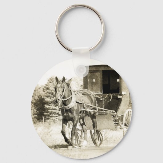 Porte-clés Cheval et Buggy Sepia (Recto)