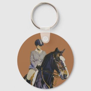 Porte-clés Cheval et cavalier à Horseshow Porte - clé rond