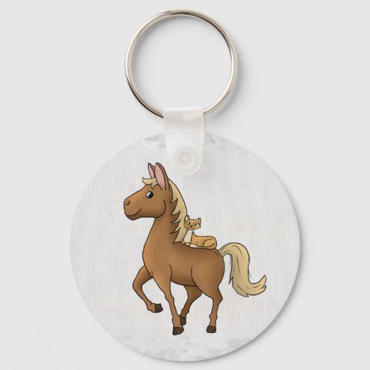 Porte-clés Cheval et chat Button (Recto)