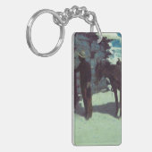 Porte-clés Cheval et Cowboy neige hivernale (Devant gauche)