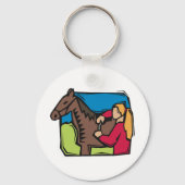 Porte-clés Cheval Et Ferme Fille (Verso)