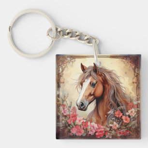 Porte-clés Cheval et Fleur sauvage