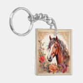 Porte-clés Cheval et Fleur sauvage (Devant gauche)