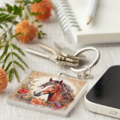 Porte-clés Cheval et Fleur sauvage (Devant Droit)