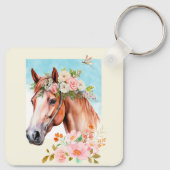 Porte-clés Cheval et Fleurs aquarelles (Dos)