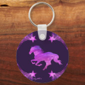 Porte-clés Cheval galopant rose et violet (Recto)