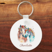 Porte-clés Cheval Lover Equestre Custom Kids Aquarelle (Verso)