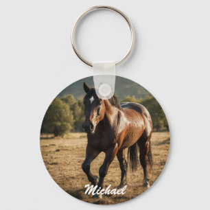 Porte-clés Cheval Lover Photo personnalisée et nom Personnali