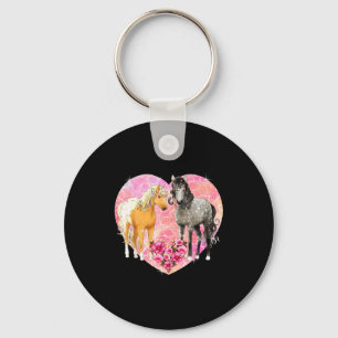 Porte-clés Cheval Magique Deux Amoureux Et Fleurs - Saint Val