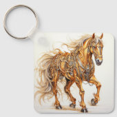 Porte-clés Cheval mécanique Steampunk Gold Argent (Recto)