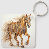 Porte-clés Cheval mécanique Steampunk Gold Argent (Dos)