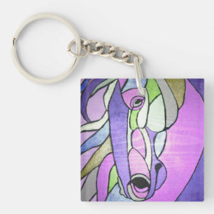 Porte-clés Cheval métallique en Porte - clé violet