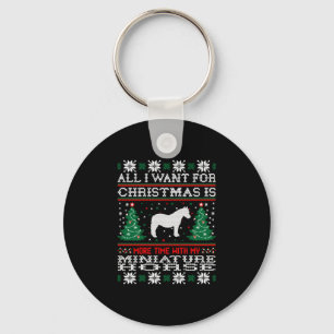 Porte-clés Cheval Noël drôle Mini Horse tenue