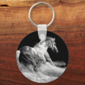 Porte-clés Cheval noir et blanc en action (Recto)