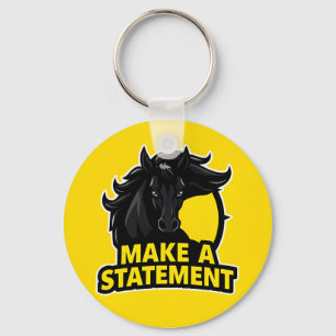 Porte-clés Cheval Noir Gras avec Texte Motivationnel