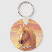 Porte-clés Cheval Palomino d'or sur mesure (Recto)