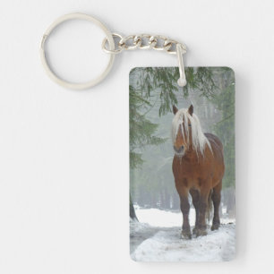 Porte-clés Cheval Palomino en Neige