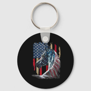 Porte-clés Cheval Patriotique Usa Drapeau Vintage Cheval 4 ju