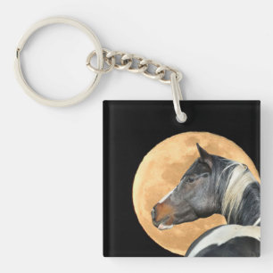Porte-clés Cheval Peint Avec Porte - clé Pleine lune
