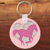 Porte-clés Cheval rose et coeur (Recto)