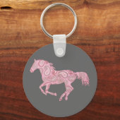 Porte-clés Cheval rose Paisley (Recto)