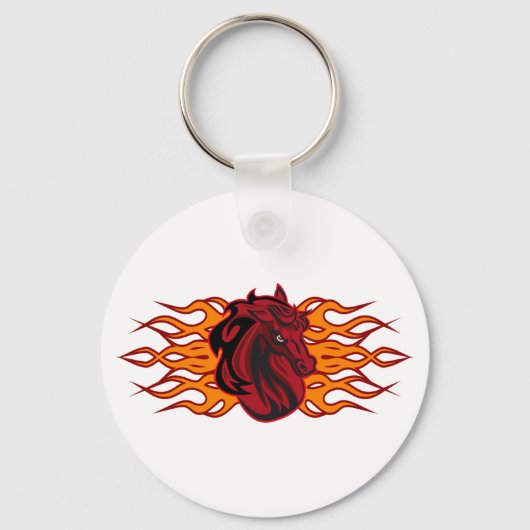 Porte-clés Cheval rouge fière avec flammes (Recto)