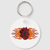 Porte-clés Cheval rouge fière avec flammes (Verso)