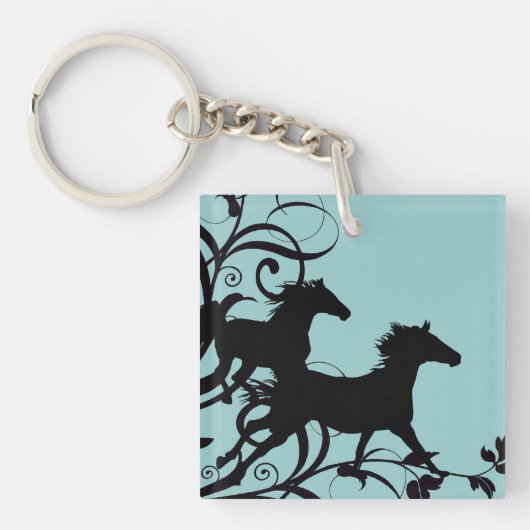 Porte-clés Cheval sauvage noir (Devant)